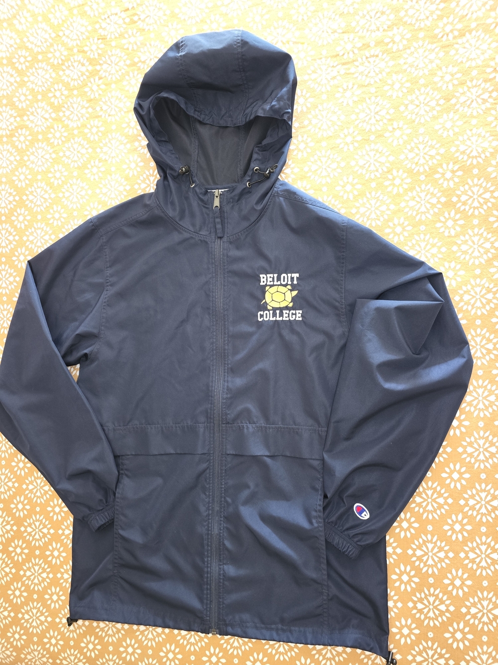 Beloit College Navy Hooded Windbreaker